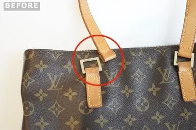 ルイ・ヴィトンのバッグの根革交換