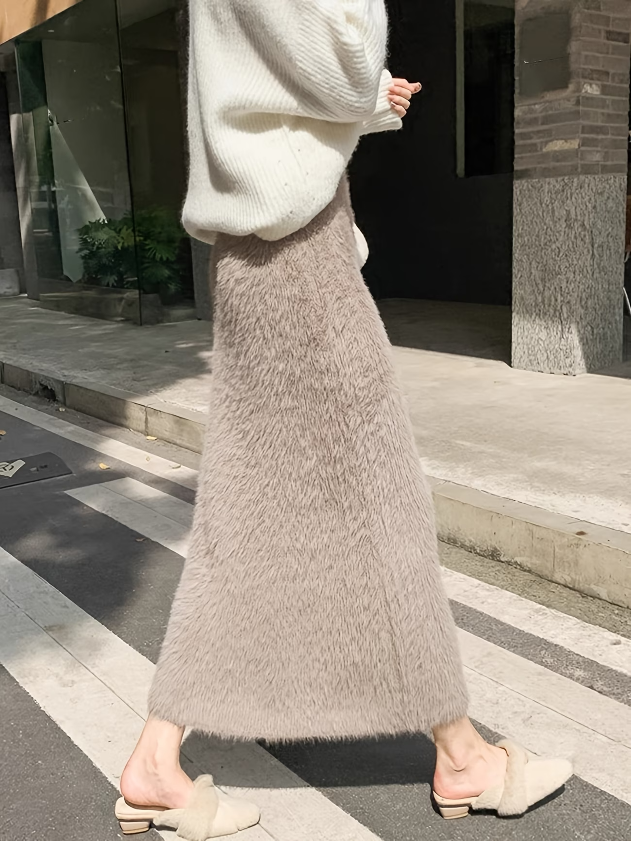 フェイクファーニットスカート