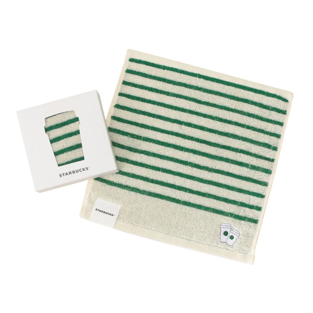 タオルハンカチギフトボーダーグリーン