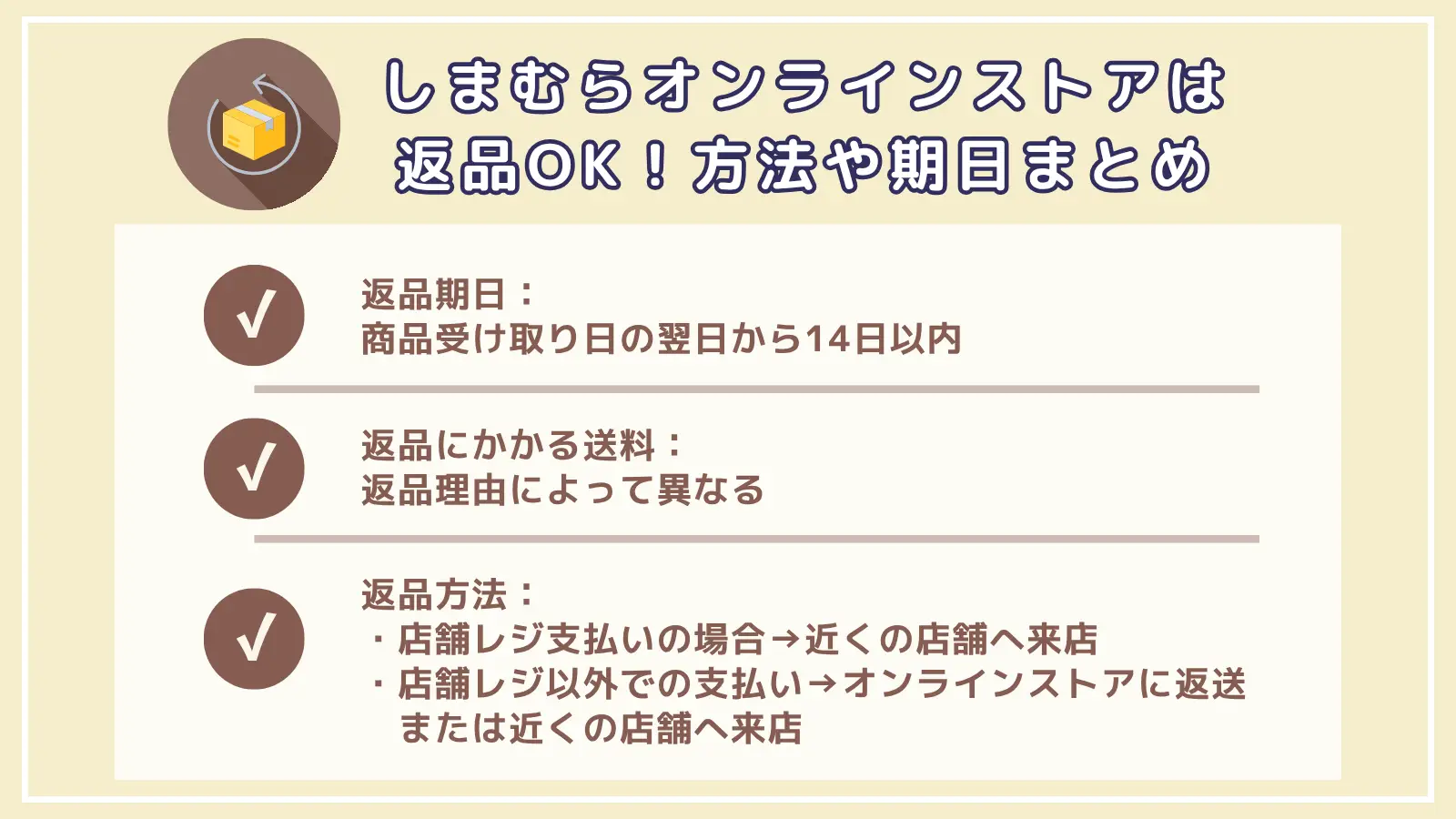 しまむらオンラインストアの返品