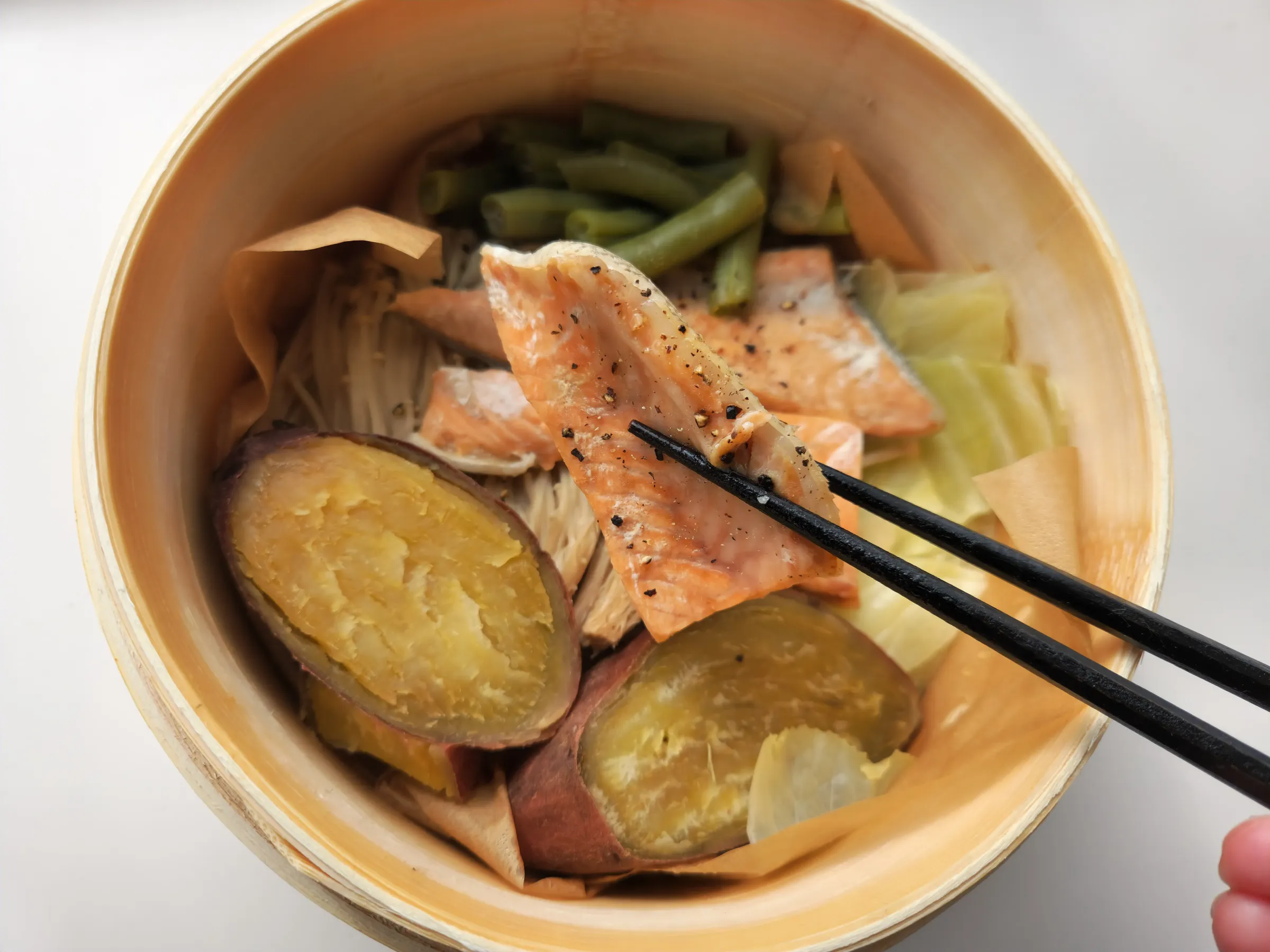 せいろ鮭実食