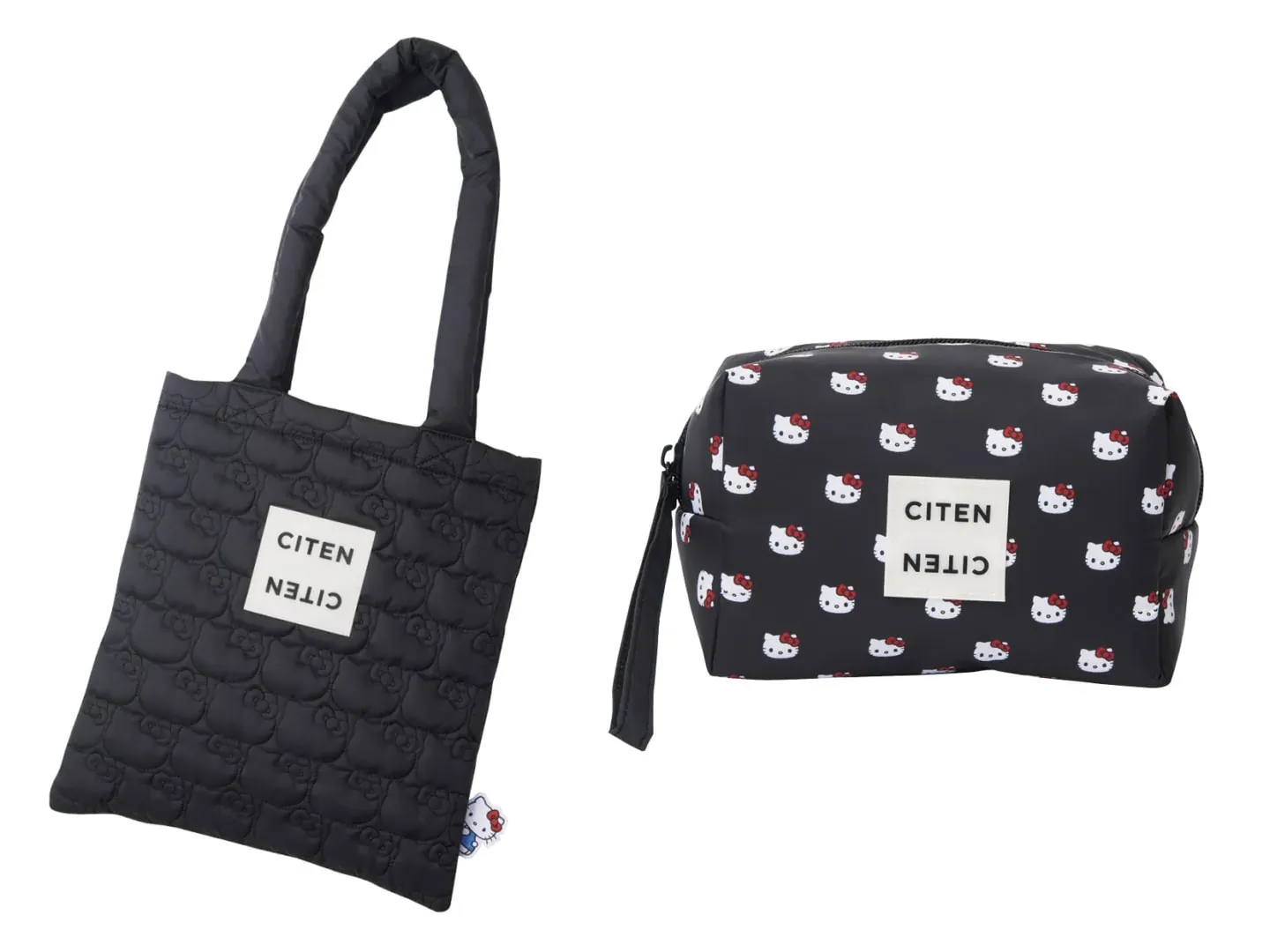 付録の内容(左:CITEN × Hello Kitty ふわふわキルティングトート、右:CITEN × Hello Kitty ストラップ付きふんわりポーチ)