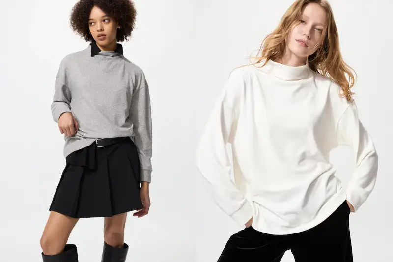 ユニクロソフトニットフリースモックネックT