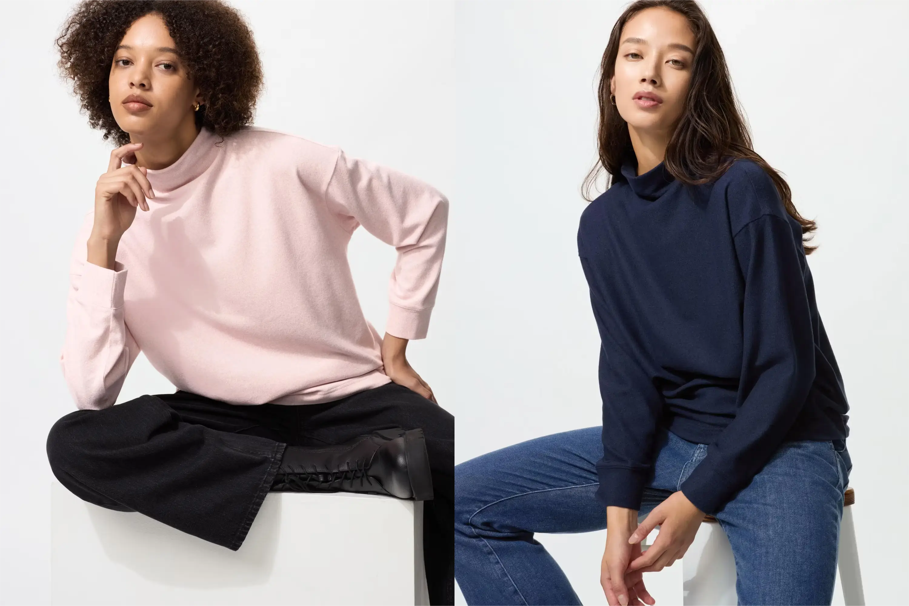 ユニクロソフトニットフリースモックネックT