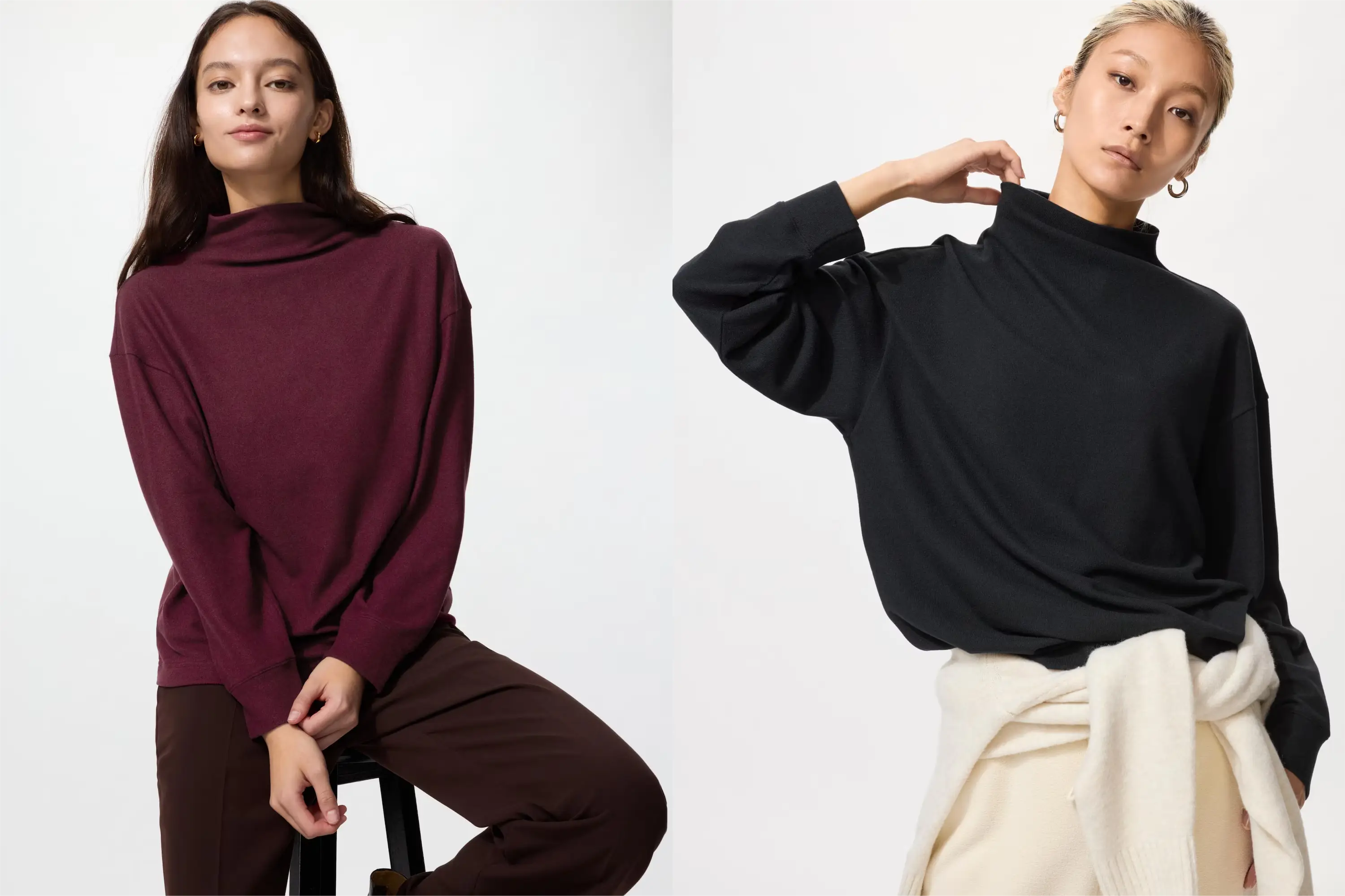 ユニクロソフトニットフリースモックネックT