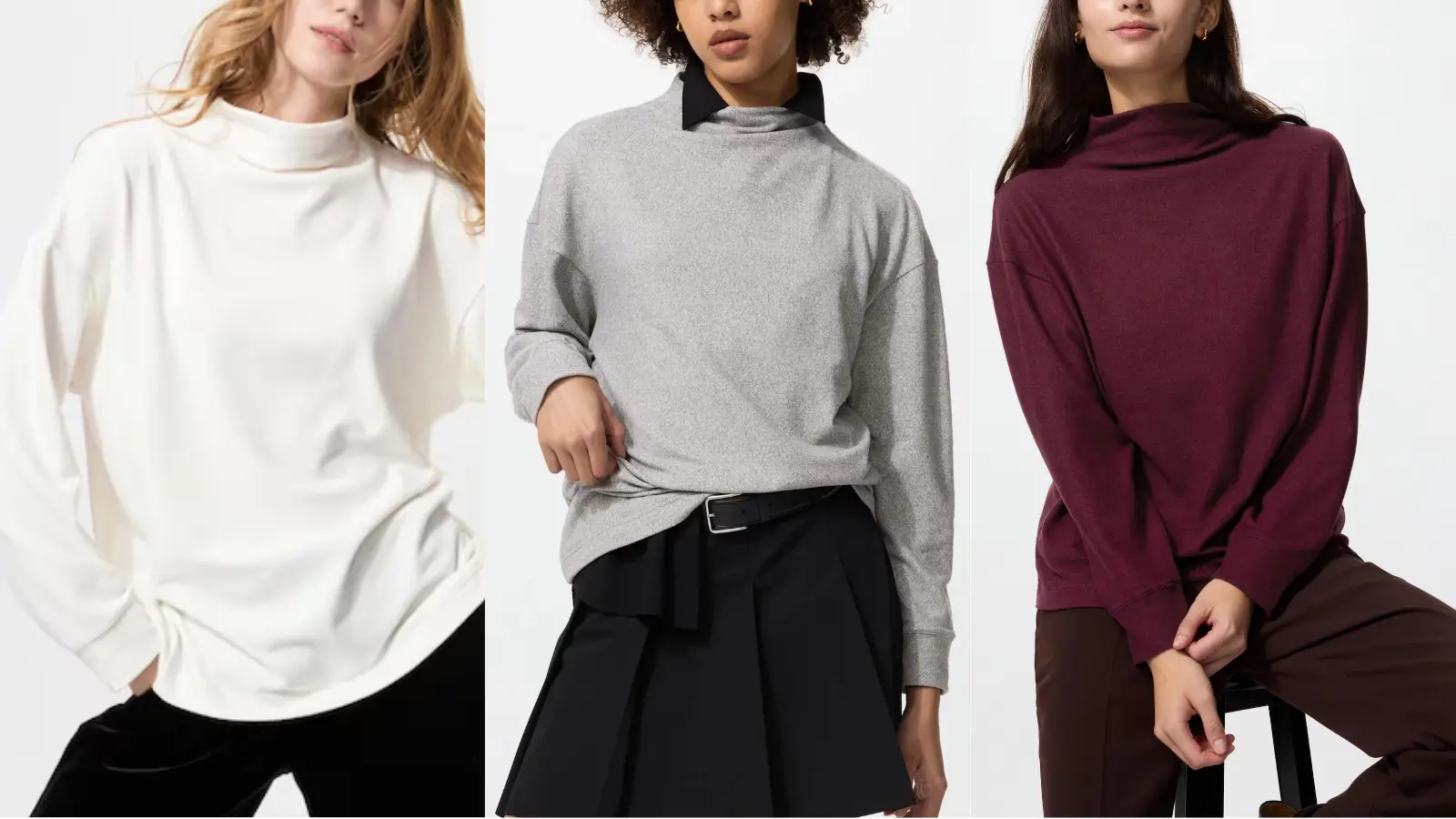 ユニクロソフトニットフリースモックネックT