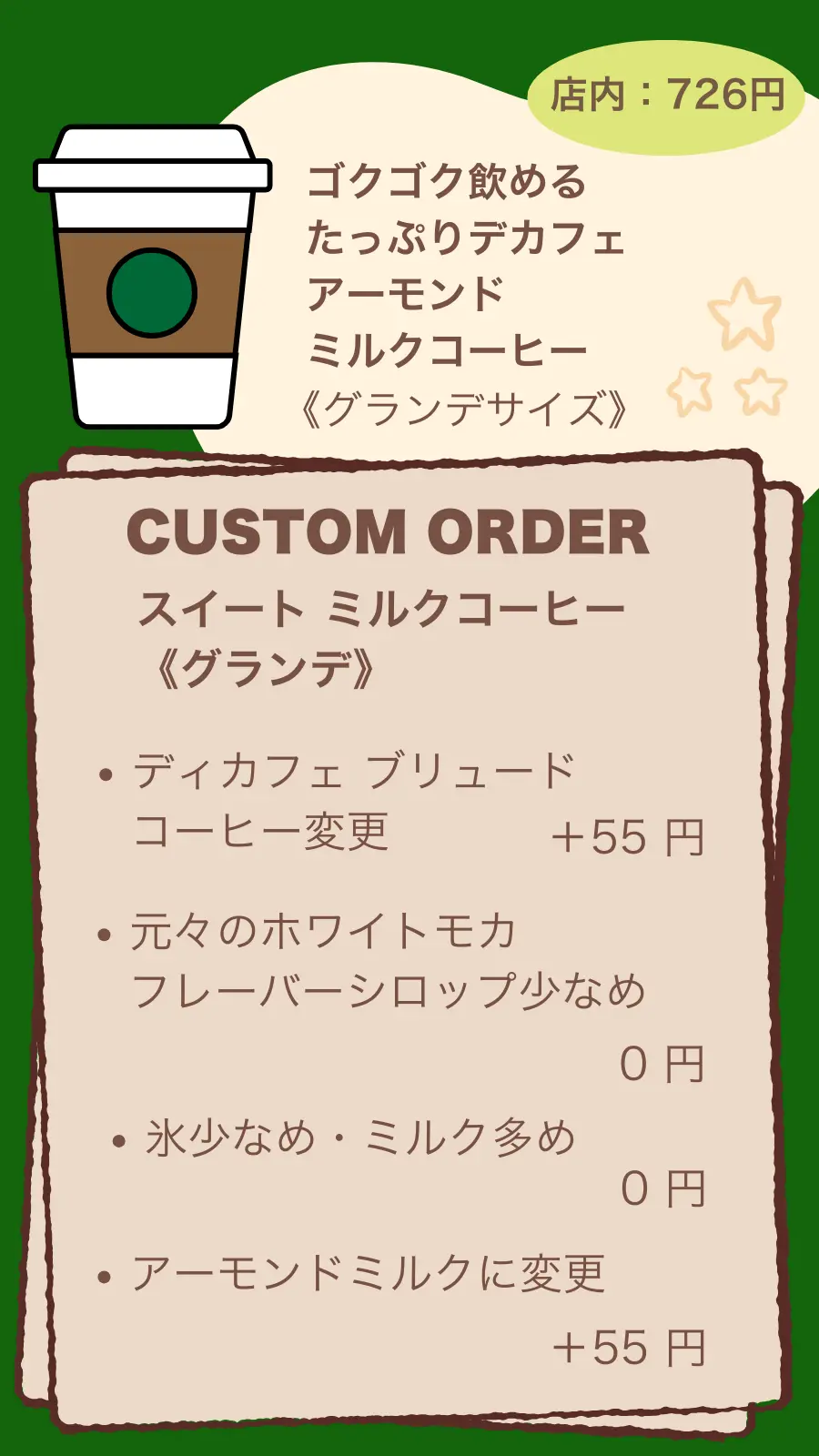 ゴクゴク飲めるたっぷりデカフェアーモンドミルクコーヒー