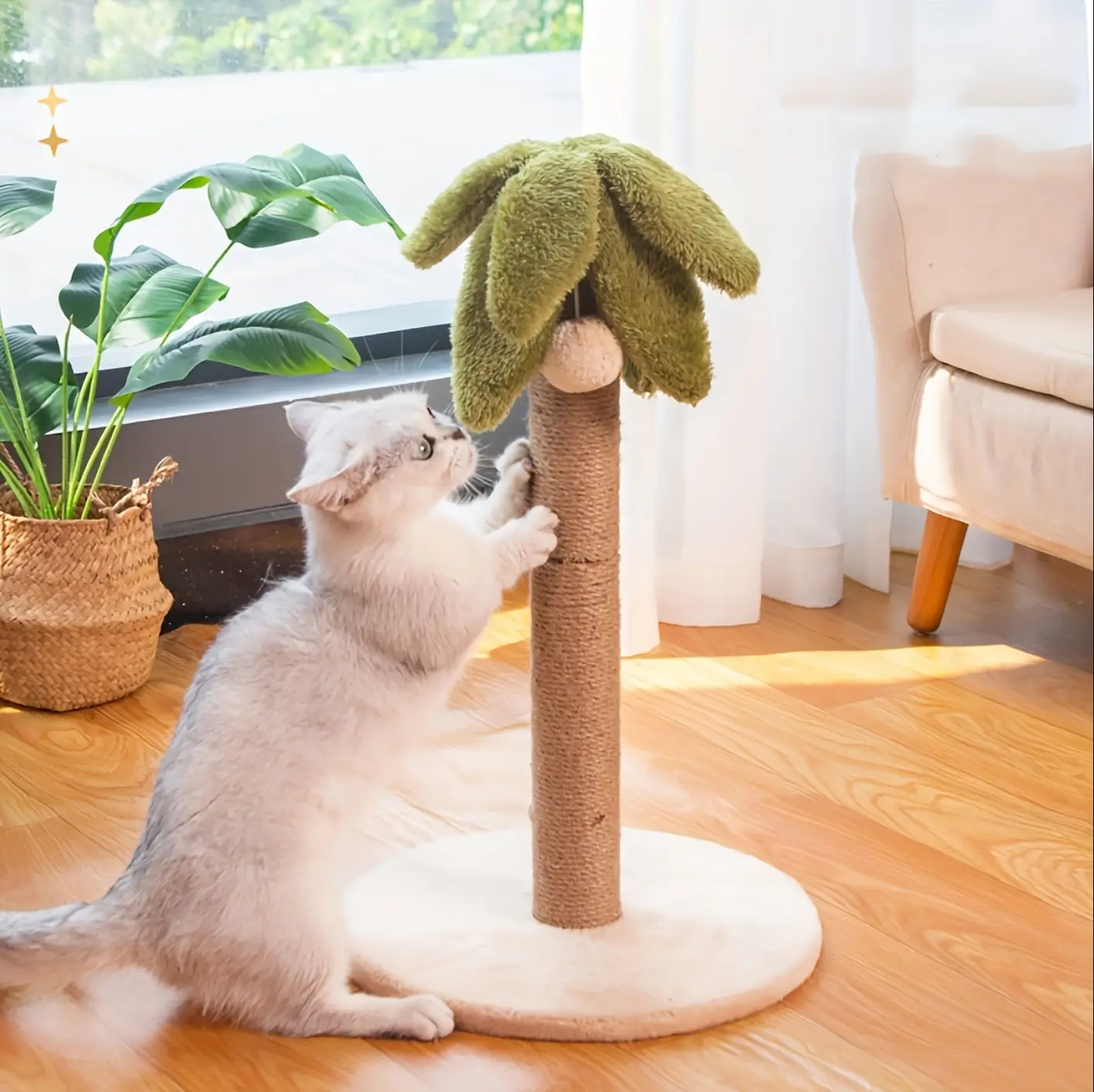 大型猫爪とぎラタンロープパーム