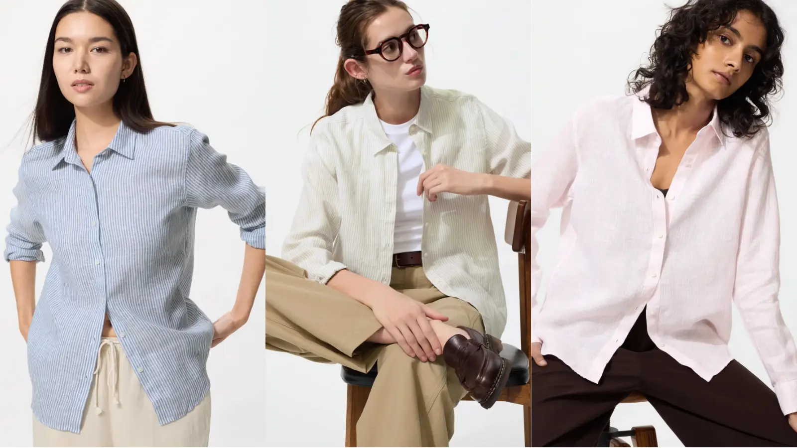 ユニクロプレミアムリネンシャツストライプ柄