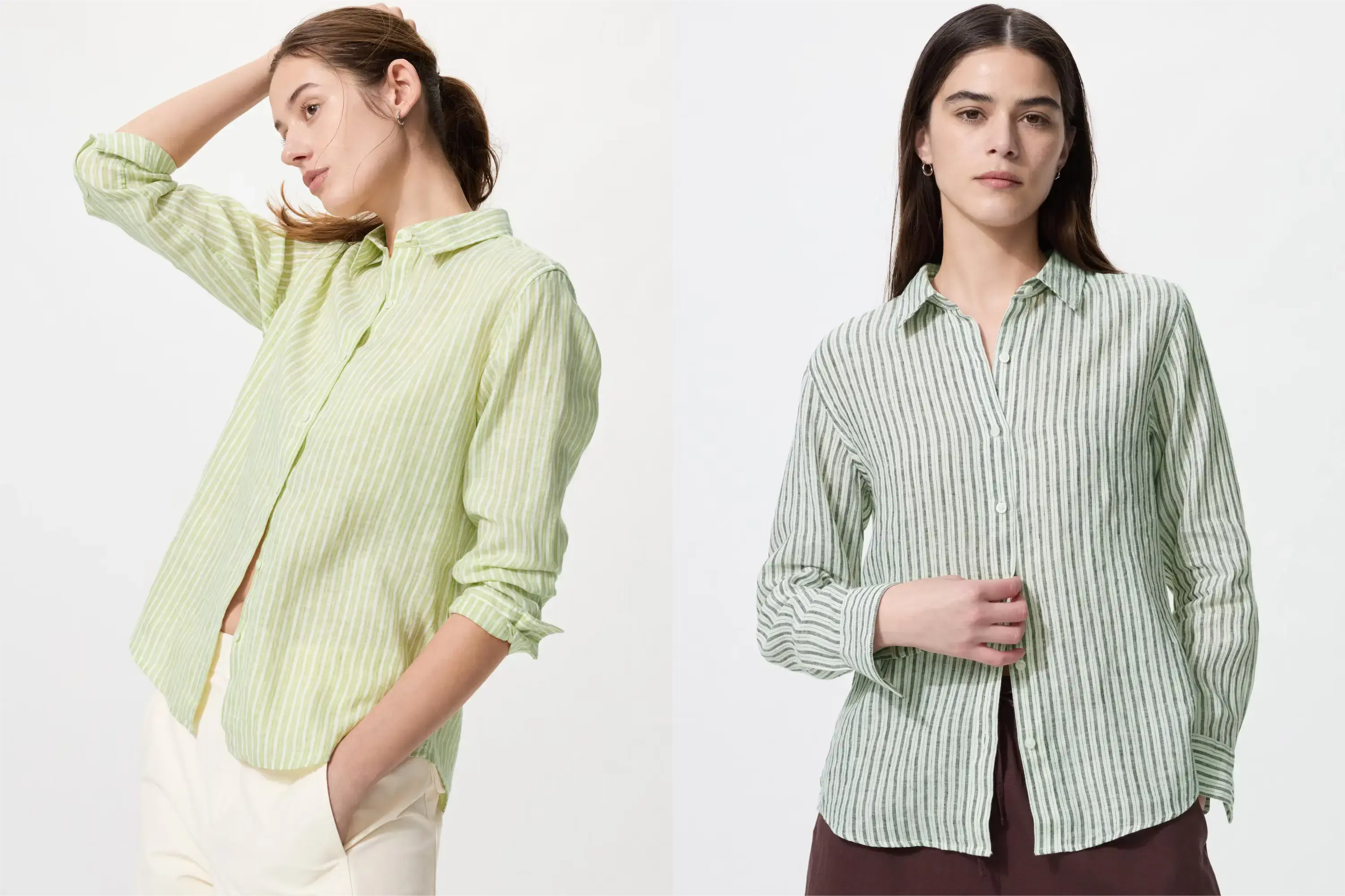 ユニクロプレミアムリネンシャツストライプ柄