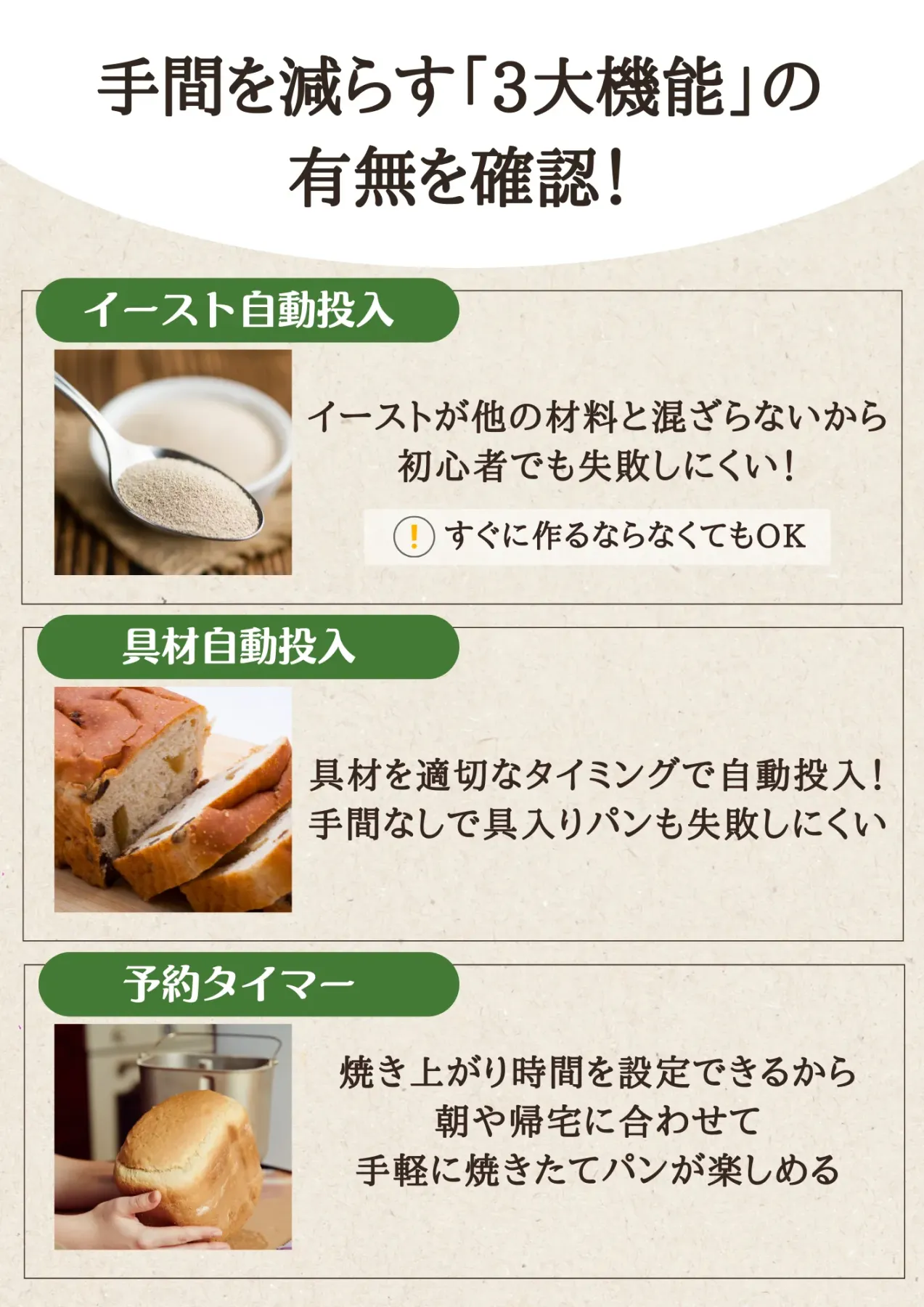 ホームベーカリー自動機能