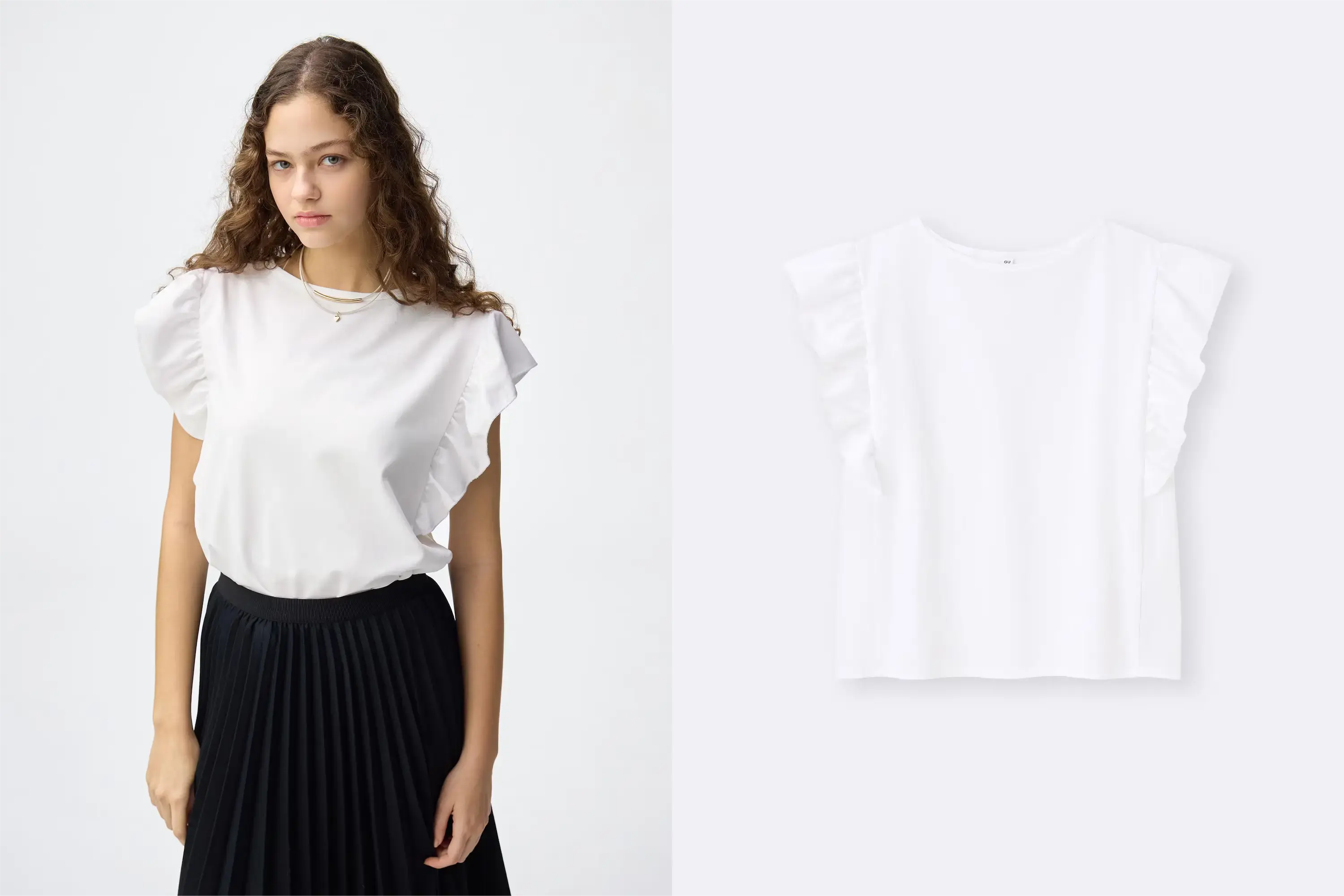 GUドライフリルスリーブT オフホワイト