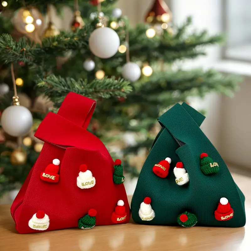 サンタハットアクセント付きレディースクリスマスギフトバッグ