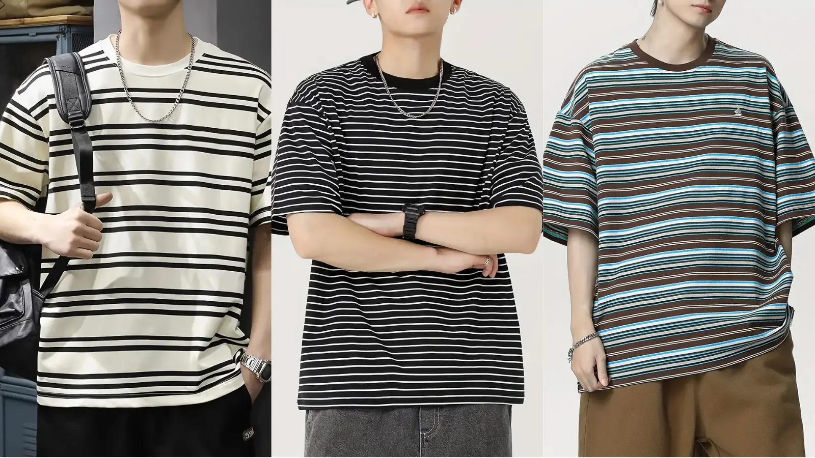 TemuメンズボーダーTシャツ