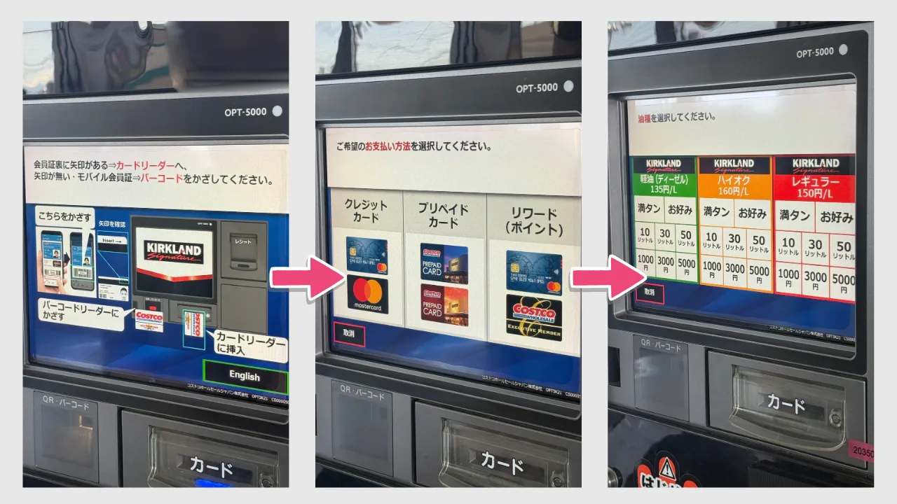 ガソリンスタンドの操作の手順