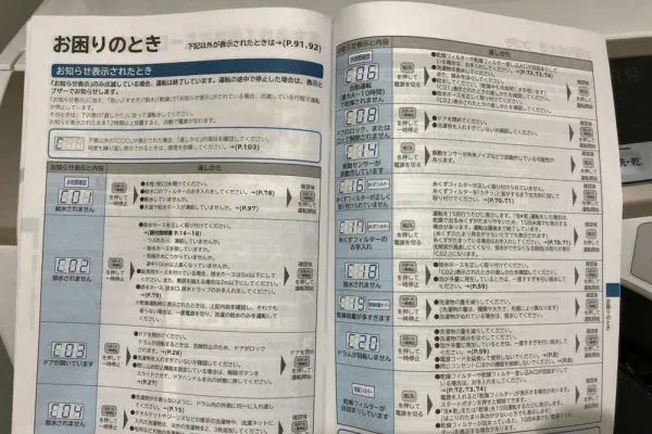 洗濯機の取扱説明書