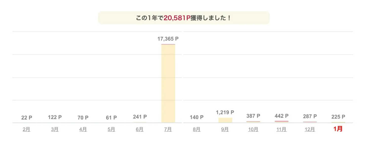 1年間のポイント獲得歴