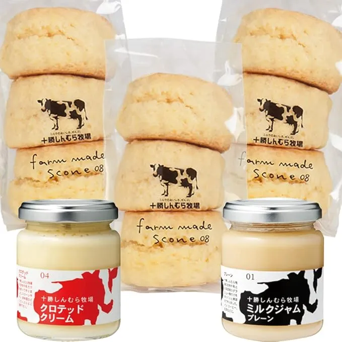 十勝しんむら牧場 スコーンとクロテッドクリームとミルクジャムプレーンのセット