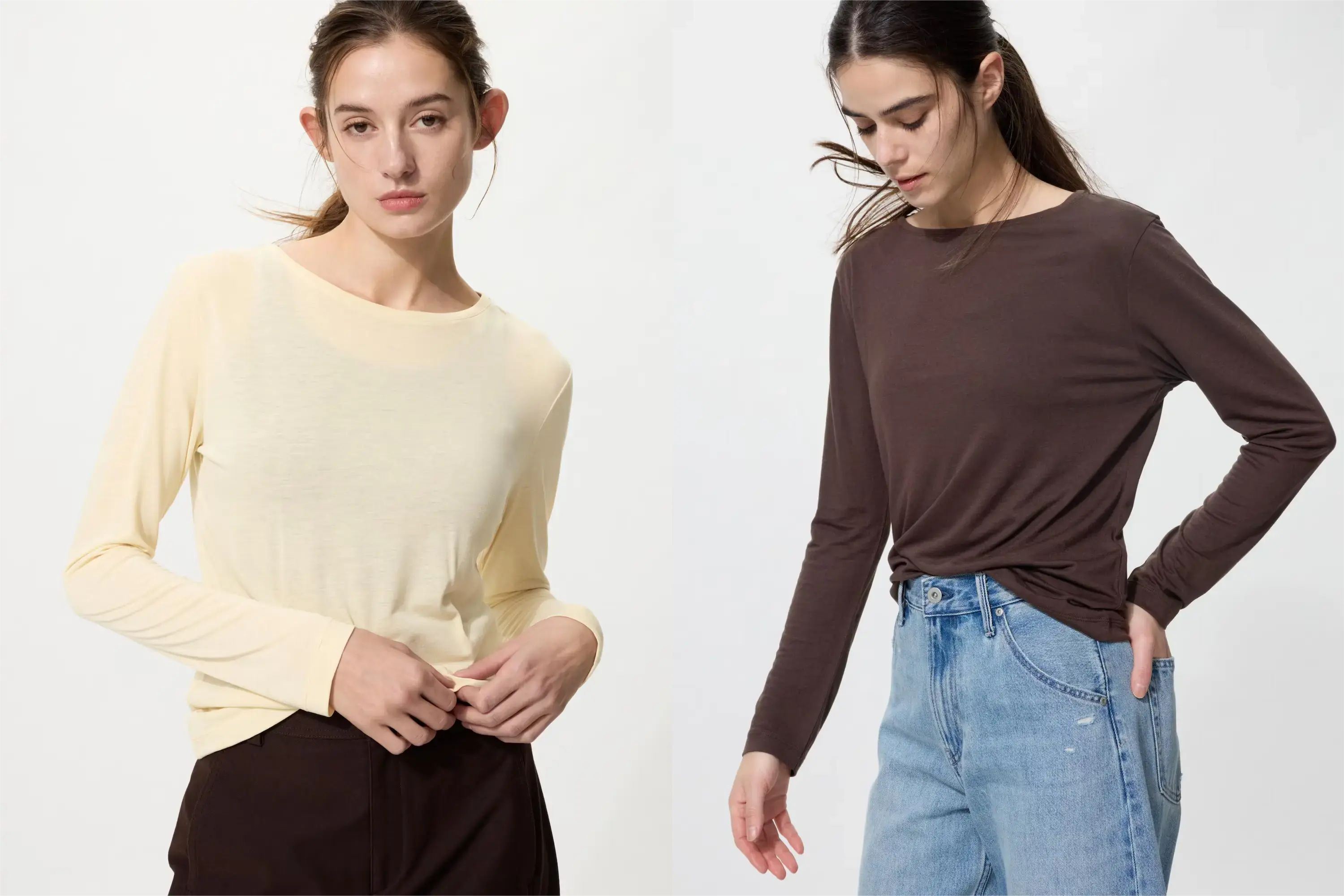 ユニクロシアーTクリームとブラウン