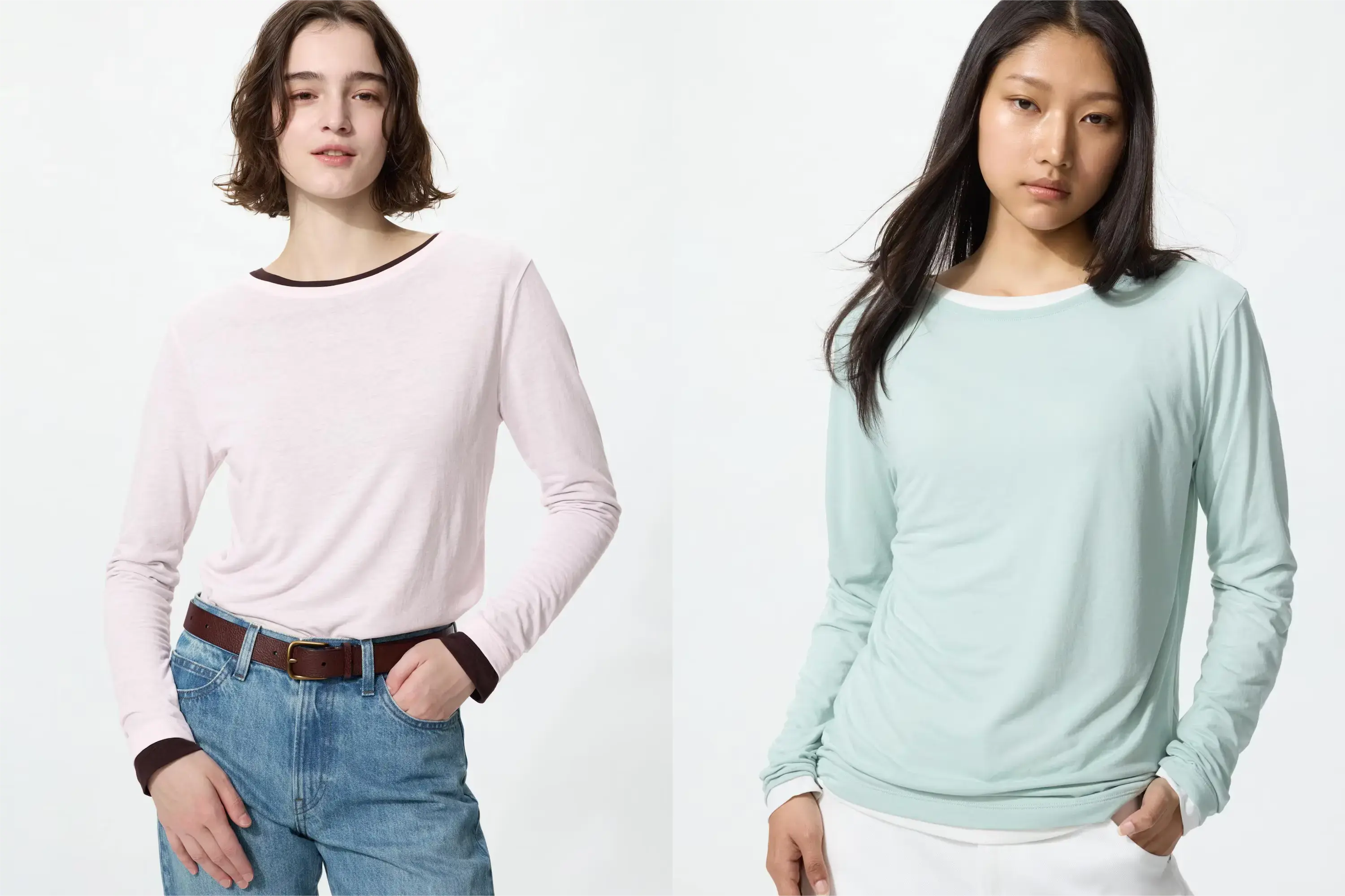 ユニクロシアーTピンクとグリーン