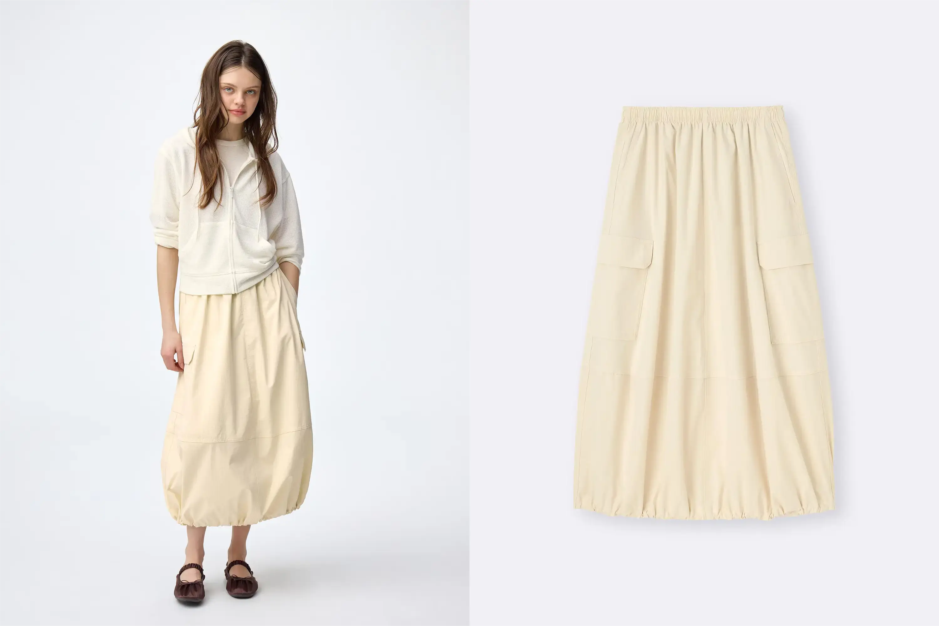 GUテックカーゴスカートクリーム