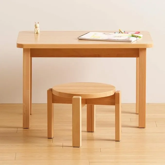 木製キッズテーブルと木製 キッズスツール