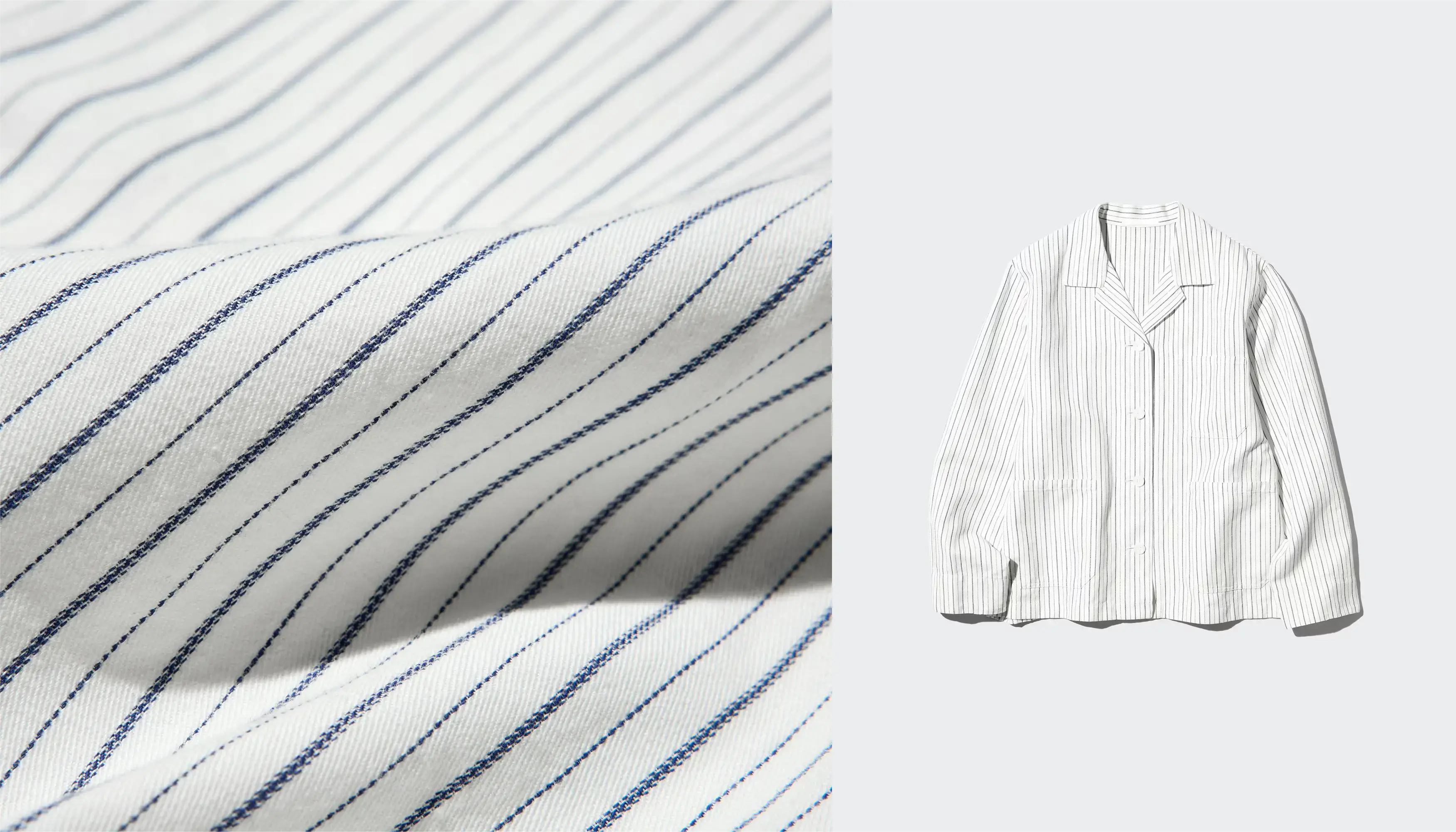 ユニクロリネンブレンドカバーオールストライプ