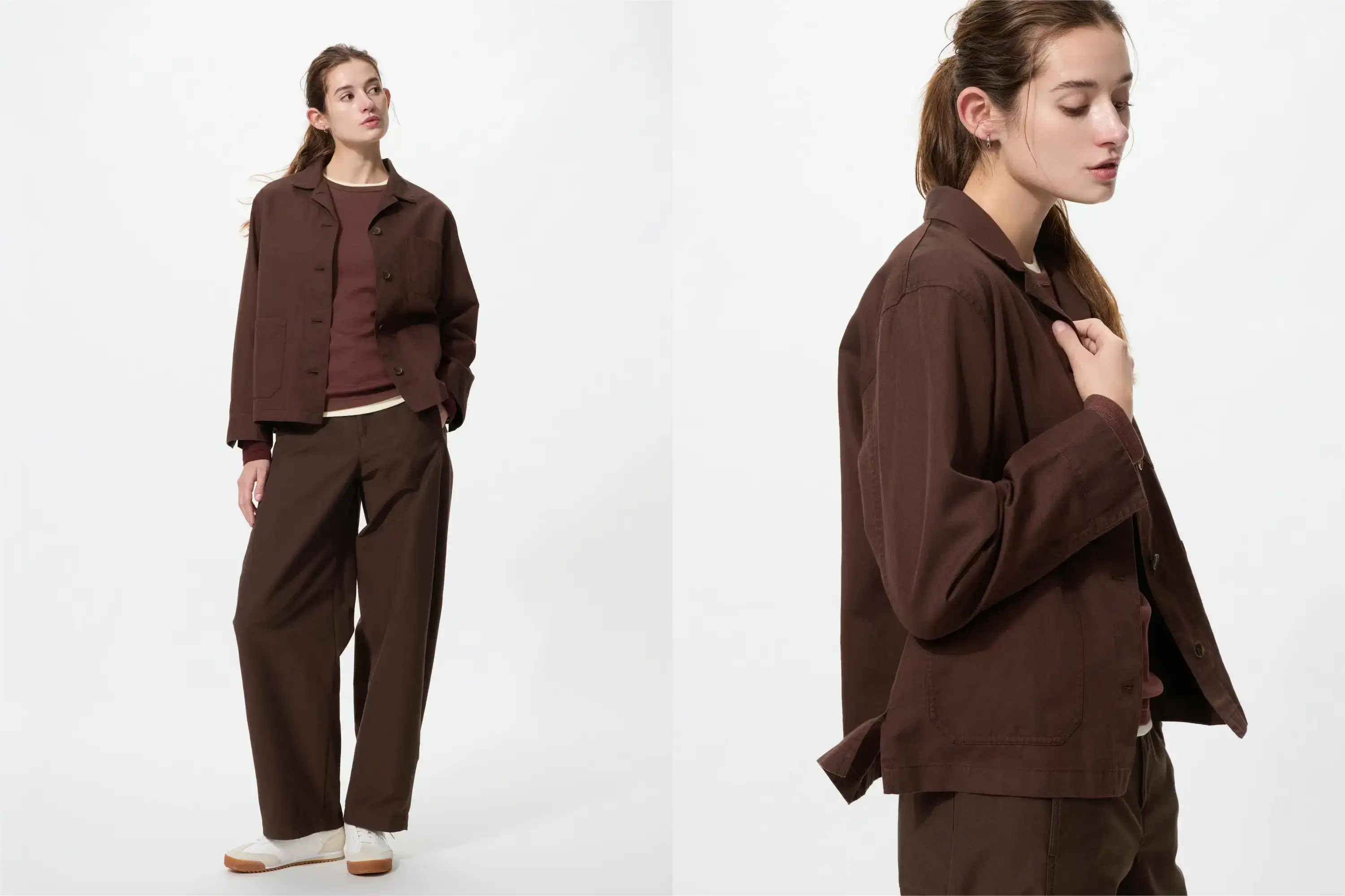 ユニクロリネンブレンドカバーオールブラウン