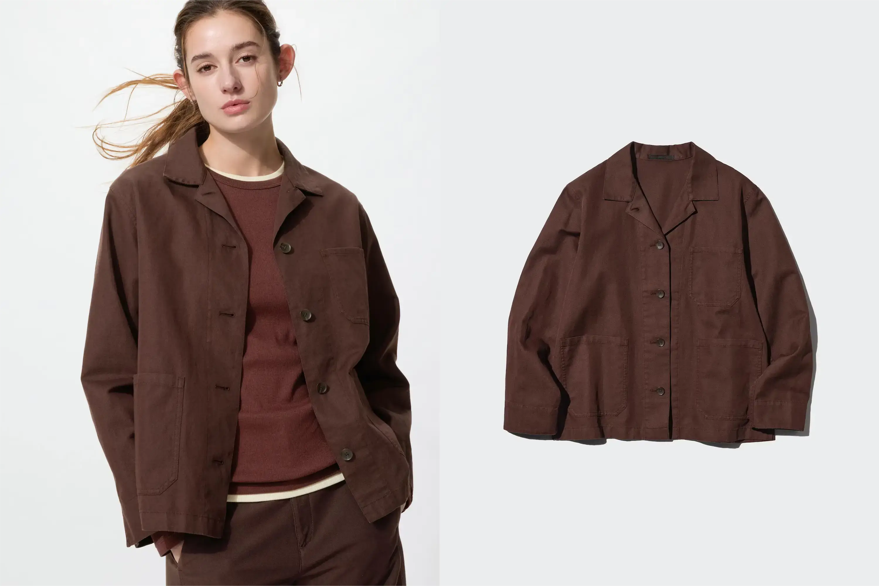 ユニクロリネンブレンドカバーオール無地