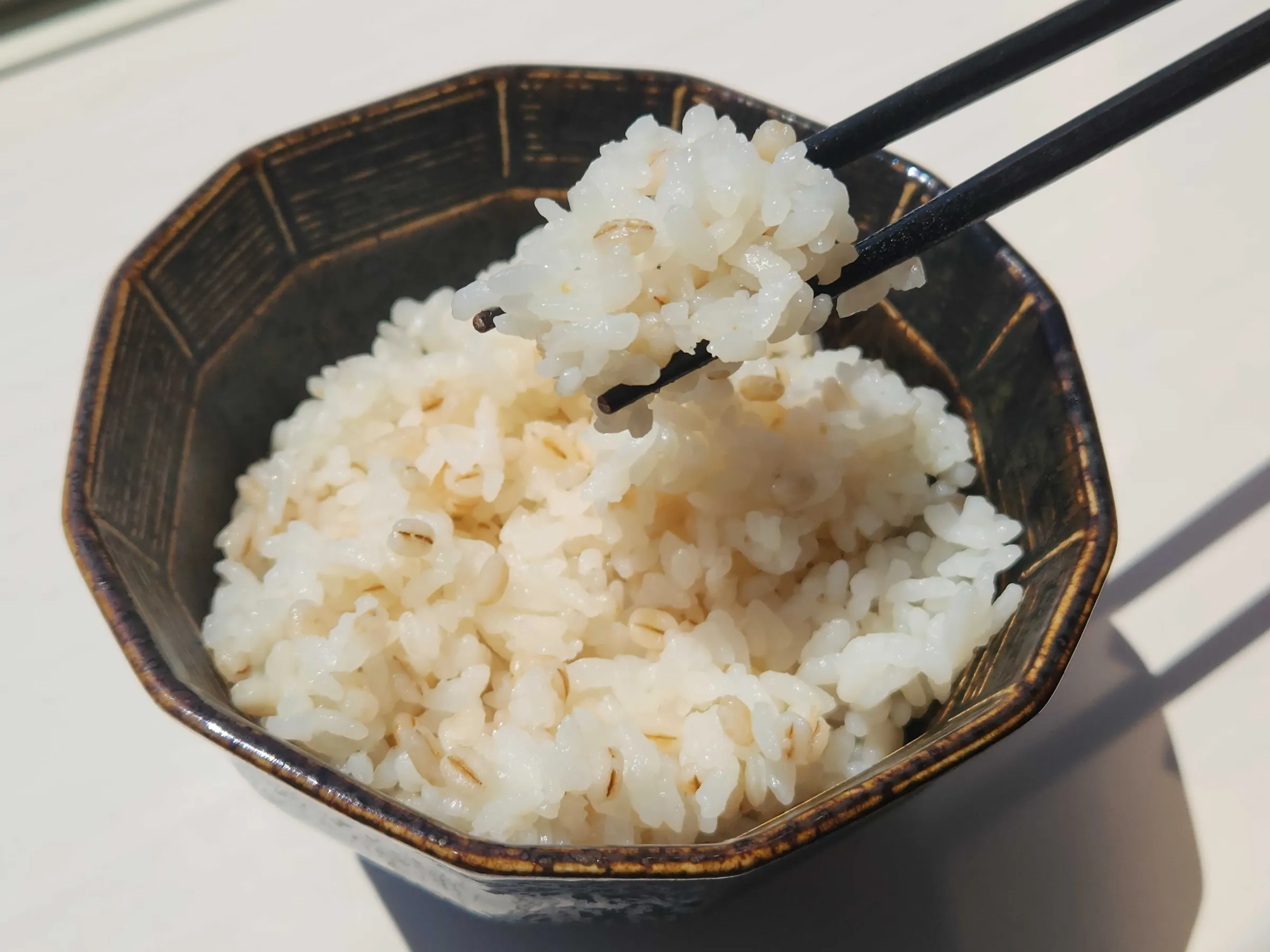 胚芽押麦炊き上がり