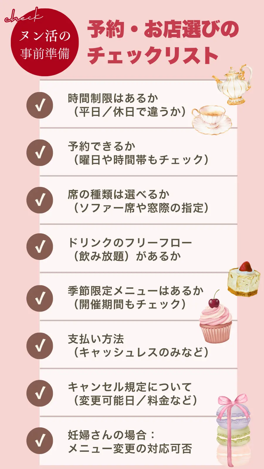 ヌン活の予約時チェックリスト