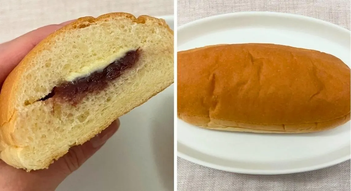 生コッペパン（つぶあん&マーガリン）の断面の画像