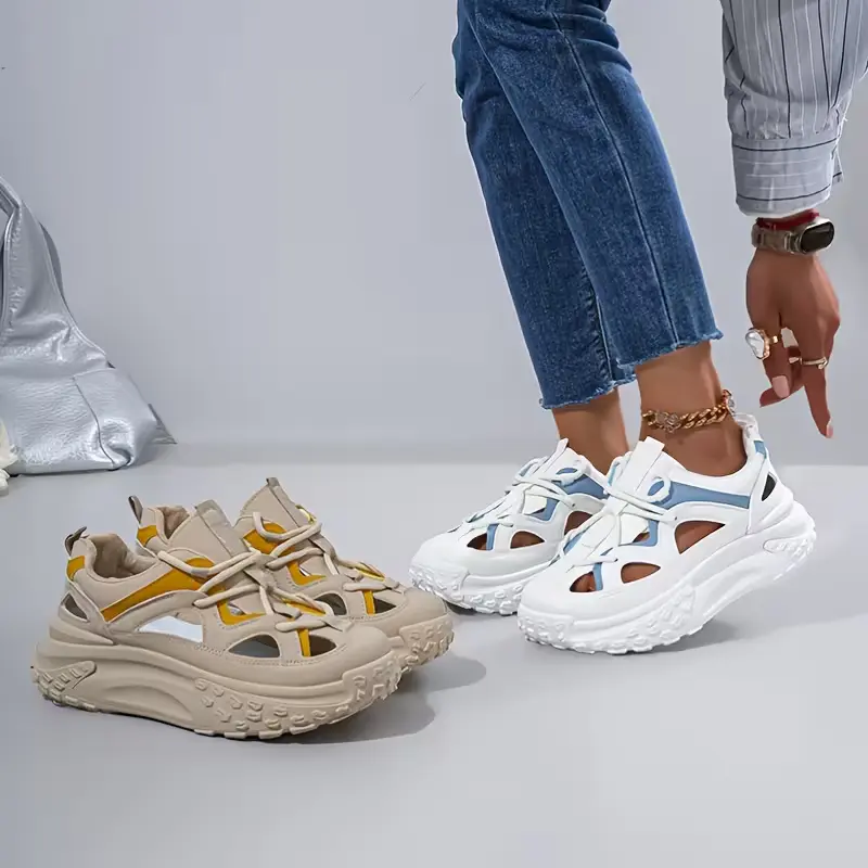 レディースカラーブロックスポーツサンダルダッドスニーカー