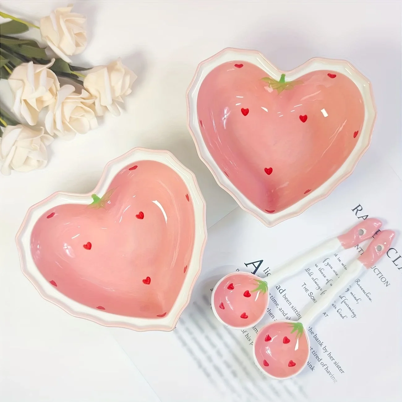 ハート型いちごボウルスプーンセット