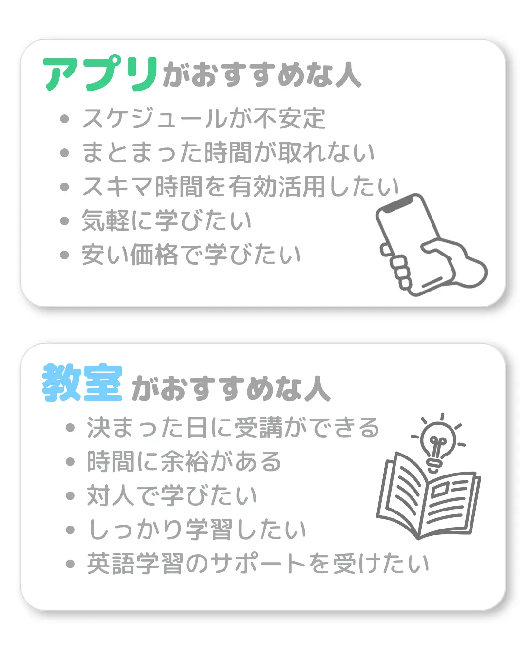 英語学習アプリ英語教室どっち