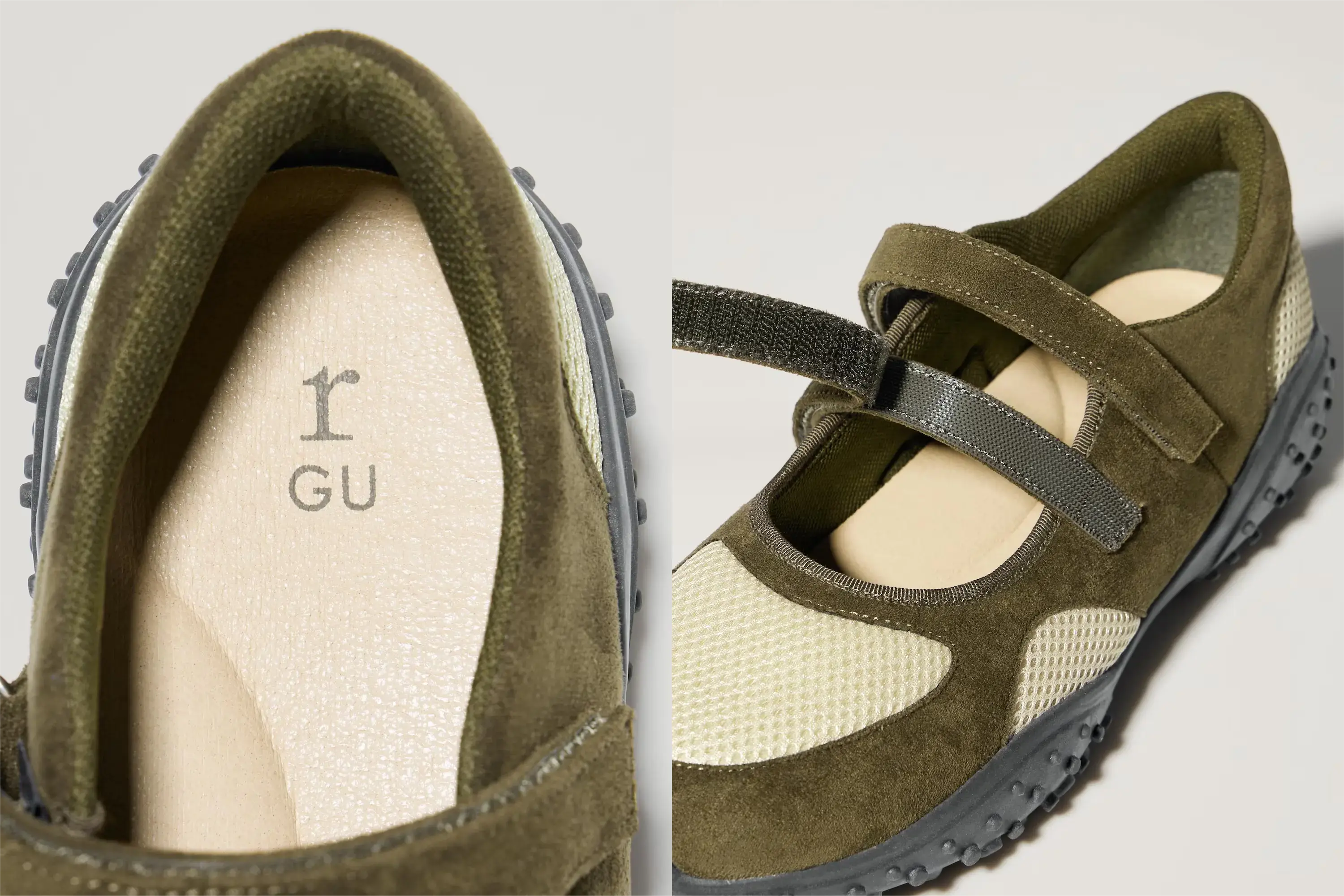 ダブルストラップバレエスニーカーディティール