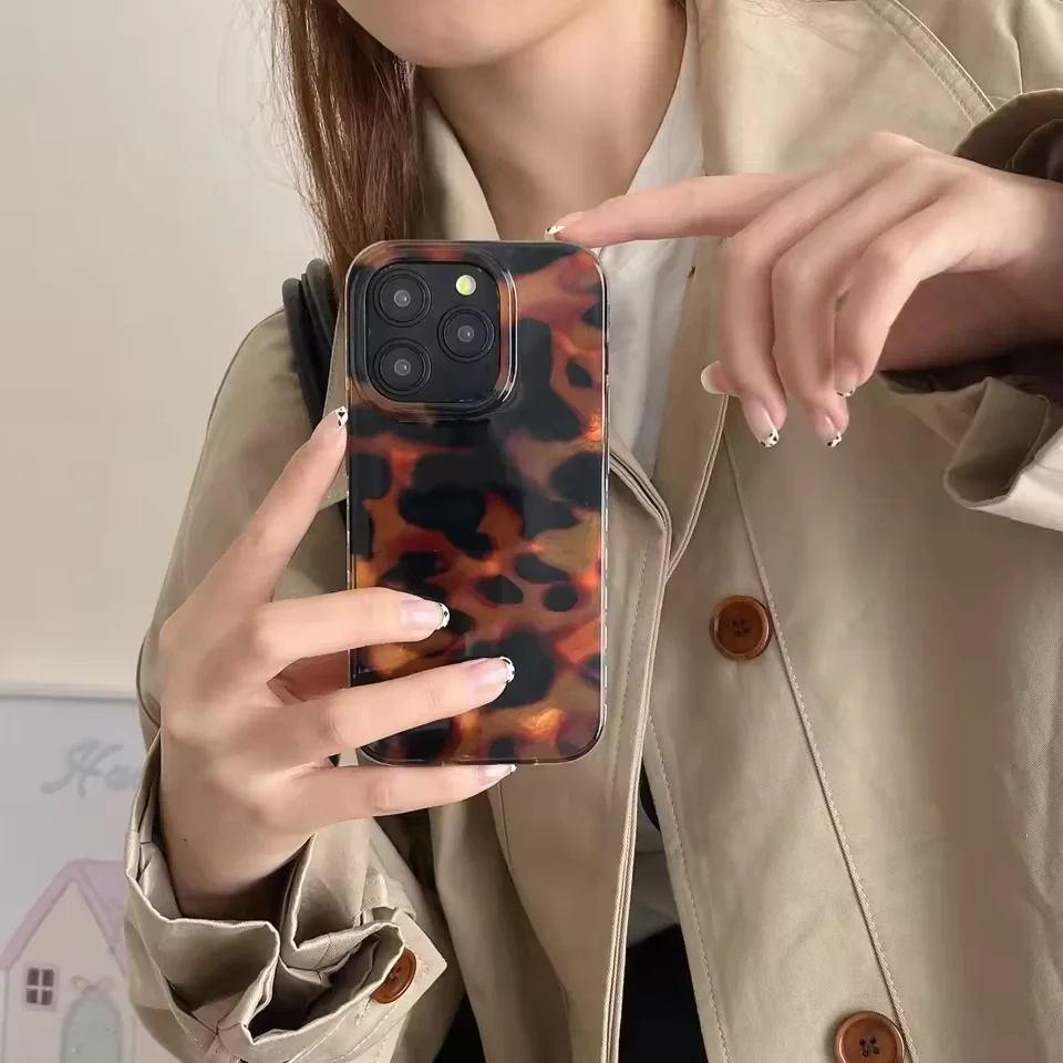 韓国インアンバー & べっ甲柄二層ファッションスマホケース