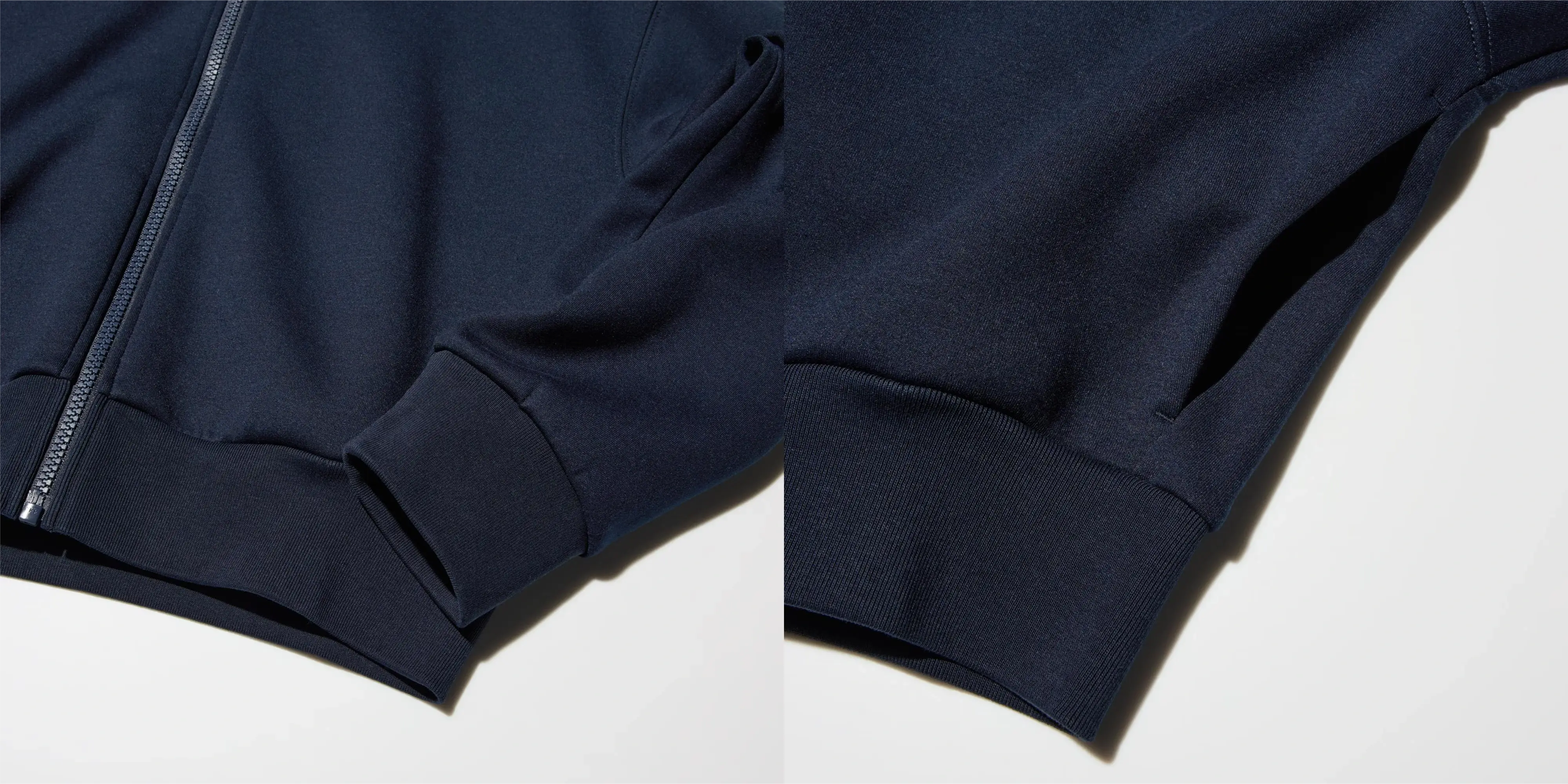 ユニクロドライスウェットフルジップパーカ袖裾