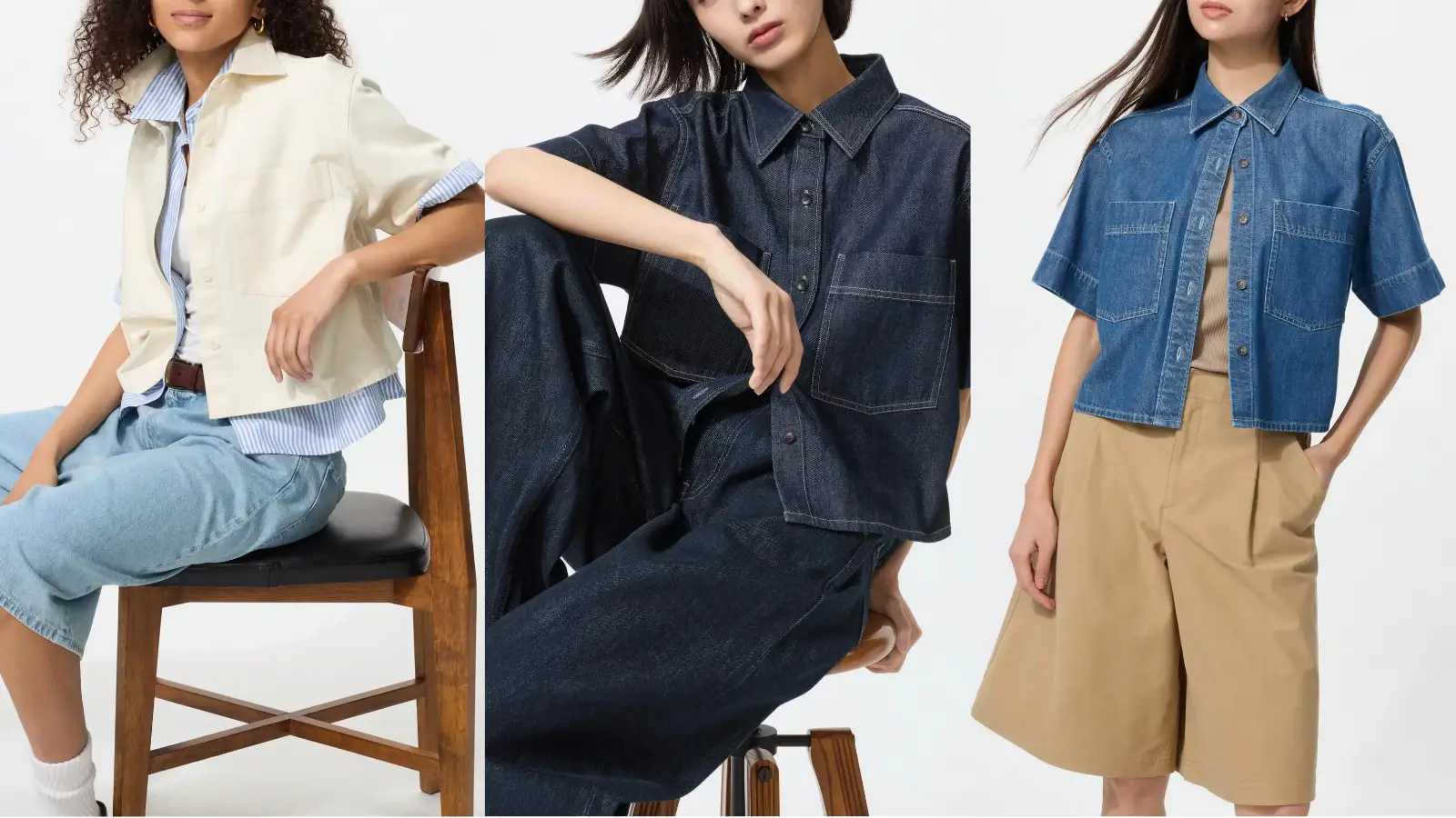 ユニクロデニムボクシーシャツ5分袖