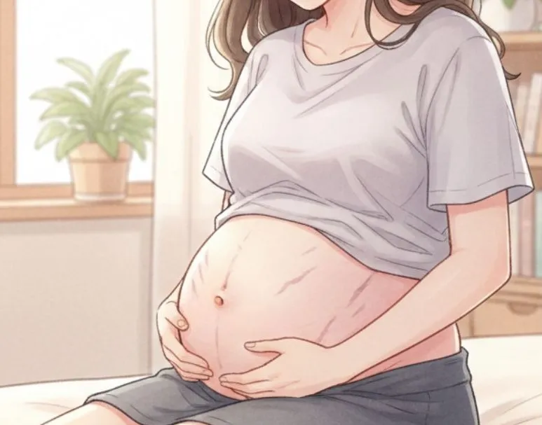 妊娠線ができてしまった妊婦