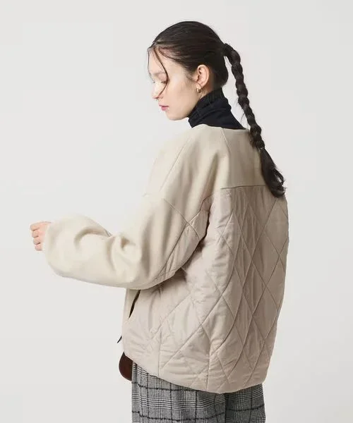 ダンボール×キルティングコンビノーカラーブルゾン