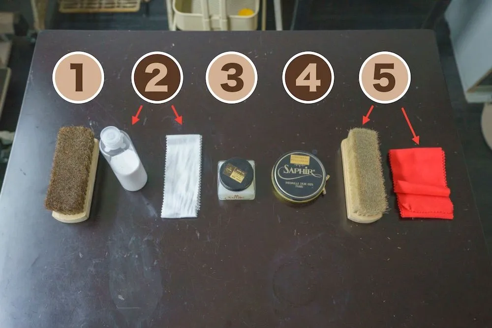 ワークブーツ洗い方/shoeshine Chum’s Bar/仕上げ/道具