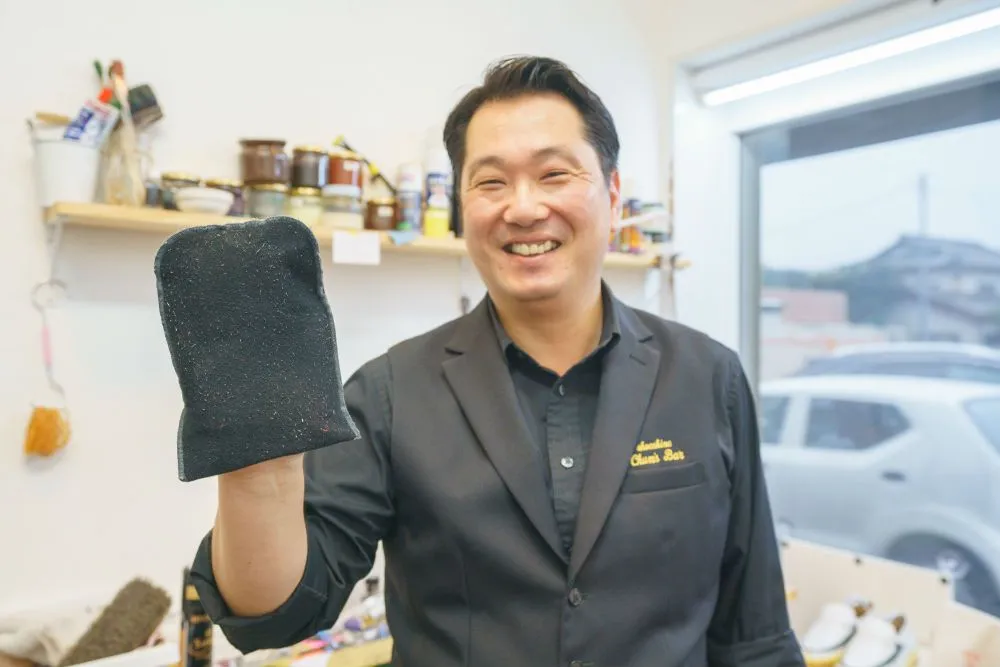 ワークブーツ洗い方/shoeshine Chum’s Bar/仕上げ/乾拭き