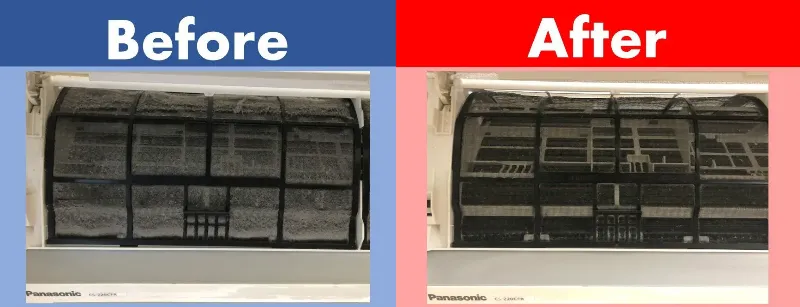 パルスイクロス/掃除例/エアコンフィルタービフォーアフター