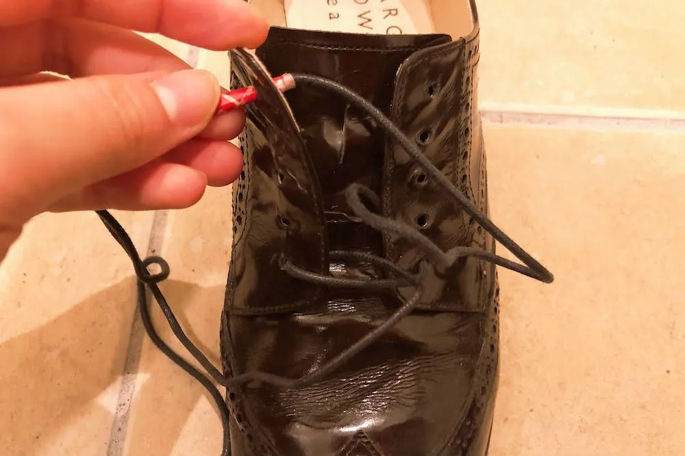 革靴/結び方/シングル/手順
