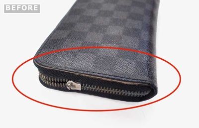 ルイ・ヴィトンの財布の色補修とファスナー交換